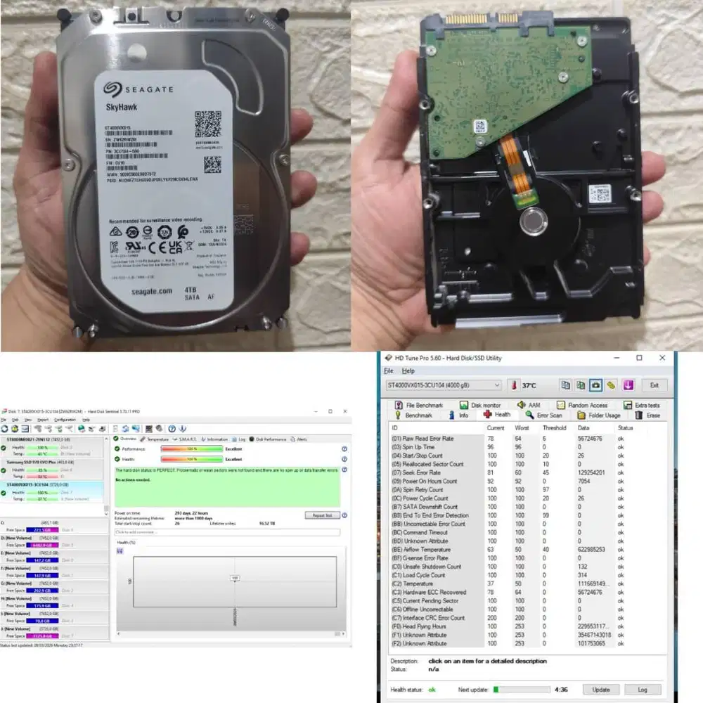 Harddisk 4TB Seagate Skyhawk Surveillance HDD 3.5inch for PC Desktop