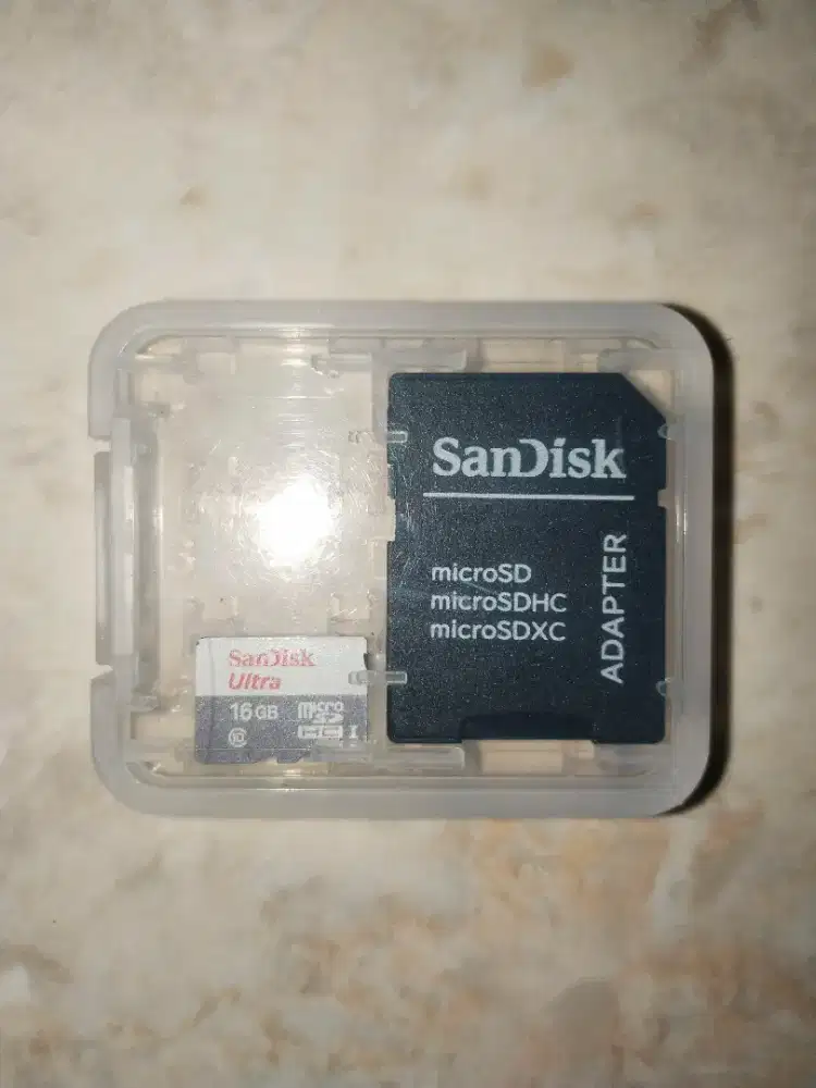 jual memory micro sd card merek sandisk 16 gb plus adapter
