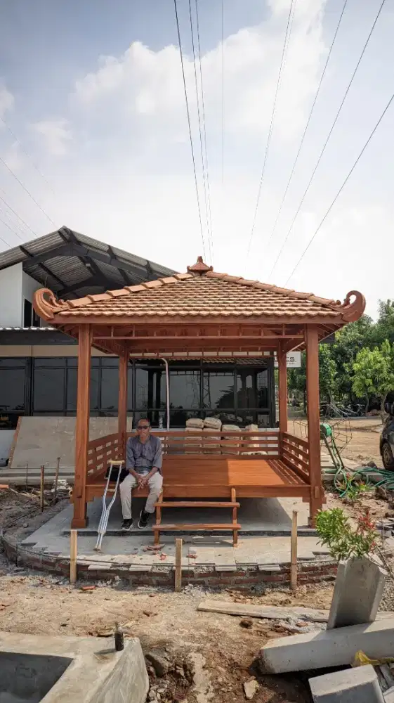 Gazebo kayu jati ukuran 300*300