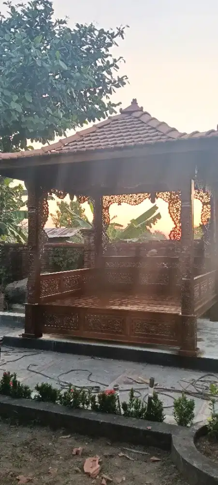 Gazebo jati ukir ukuran 250*250
