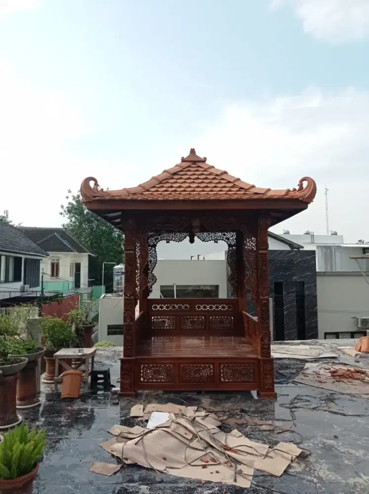 Gazebo kayu jati ukir ukuran 200*200