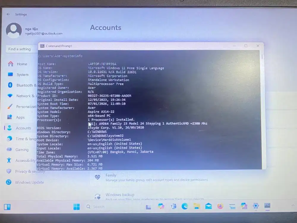 JUAL LAPTOP ACER ASPIRE A314-22 TAHUN 2022