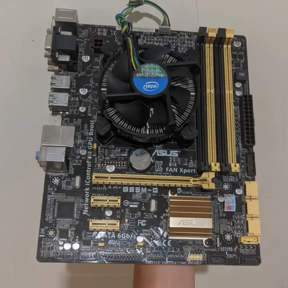 Paketan Motherboard ASUS B85M-G 4 Slot RAM + i5 4690 (include fan)