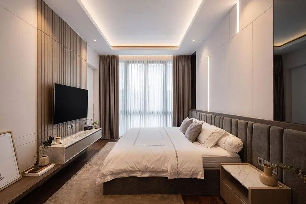 Gorden Vitrase Sekat Ruangan Klinik Roller Vertikal Blinds Krey Kayu