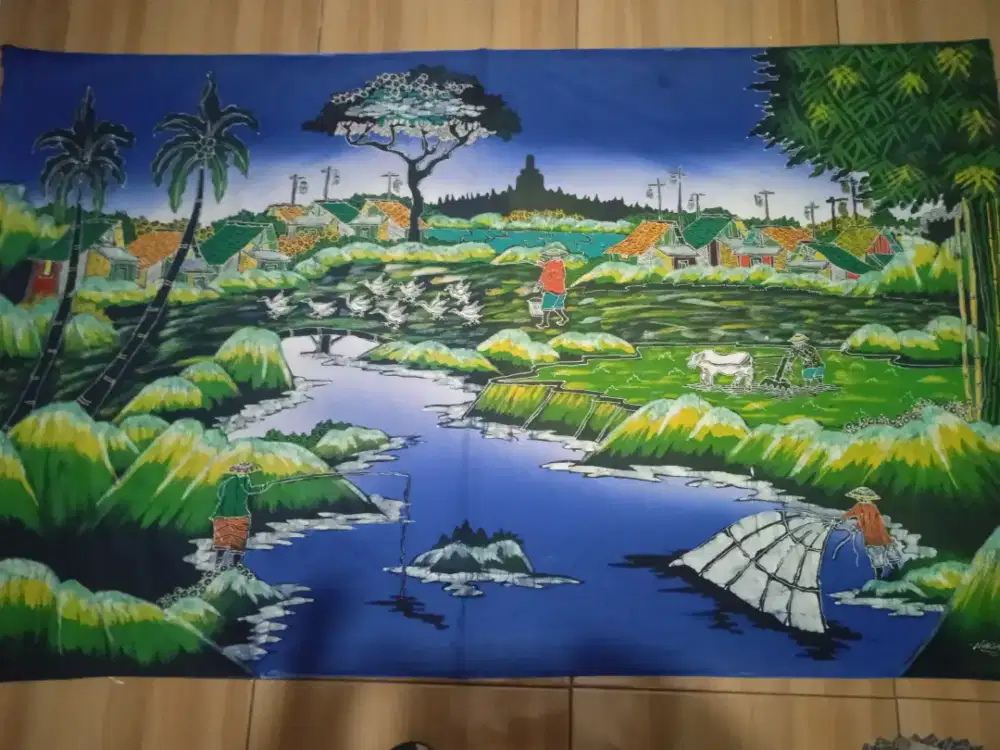 Batik tulis lukisan borobudur dan pemandangan alam