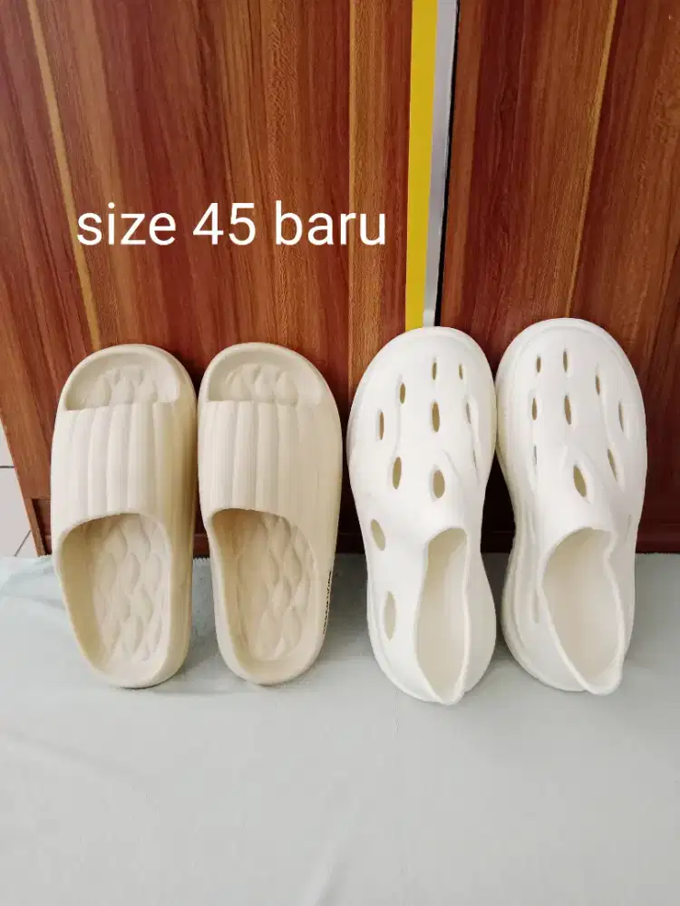 sandal + sepatu pria anti slip 44,45 harga 150 pas baru bogor cilebut