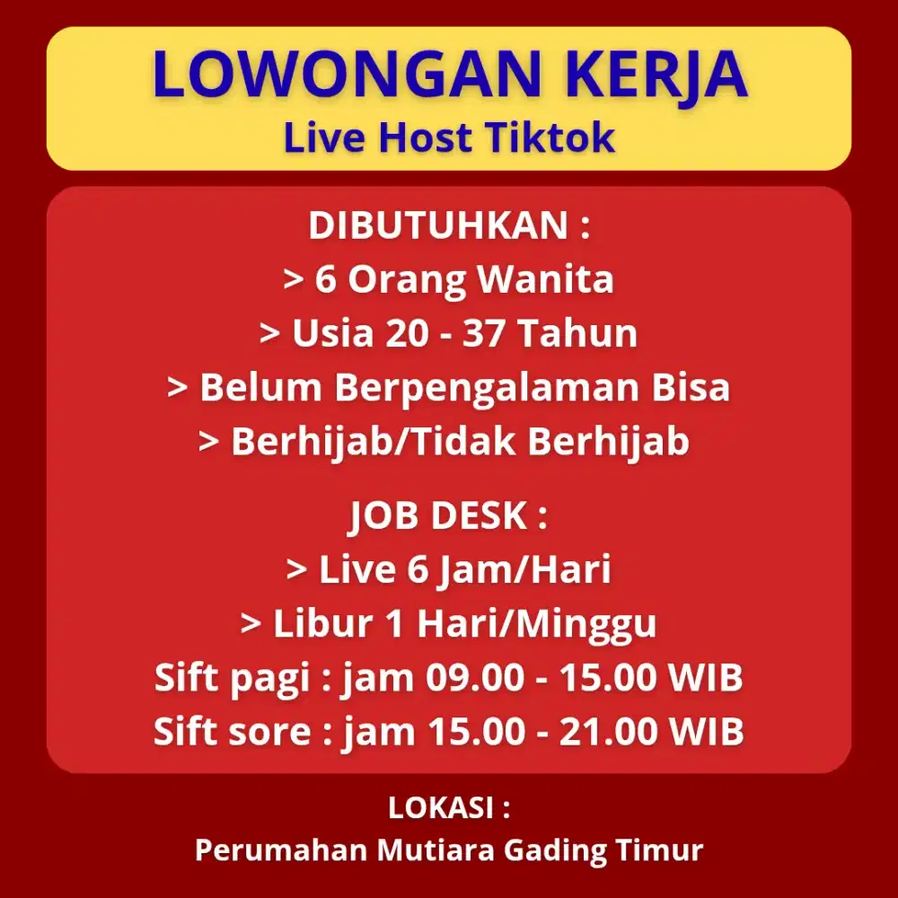 Loker Host Live Tiktok