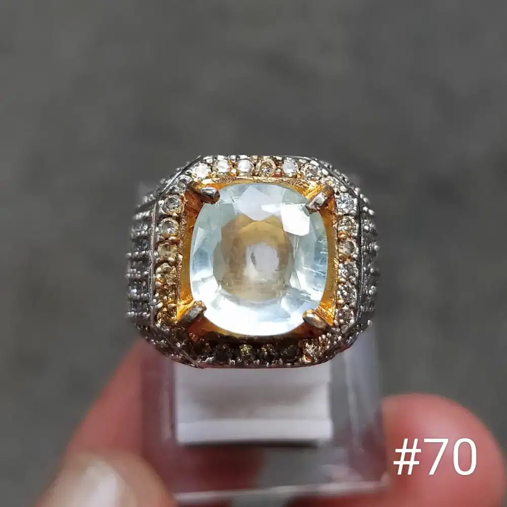 Batu permata natural Aquamarine _beryl. Id card GEM'S lab