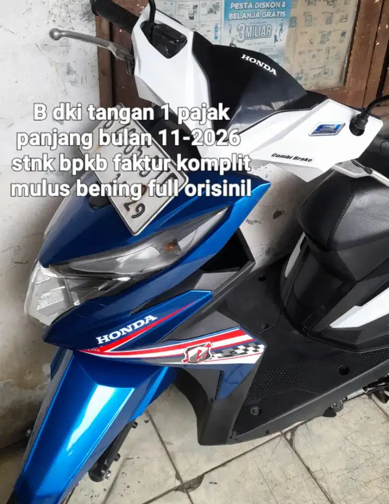 Honda Beat Eco 2018 cbs combi break cw asli putih biru B dki pjk pnjg