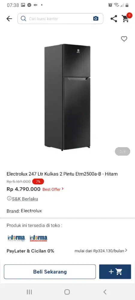 Electrolux kulkas 2pintu