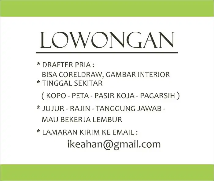 DICARI DRAFTER GAMBAR INTERIOR BISA CORELDRAW