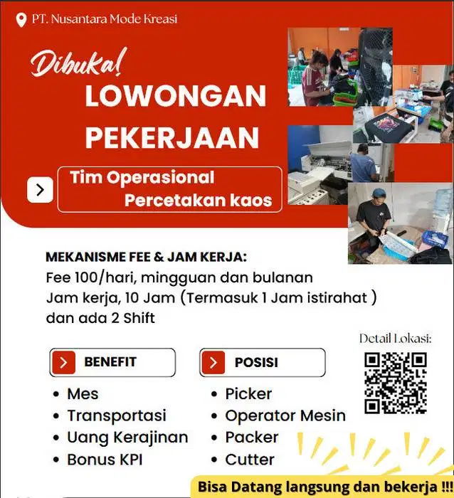 Dibutuhkan Segera Pegawai Konveksi Gudang Kalideres