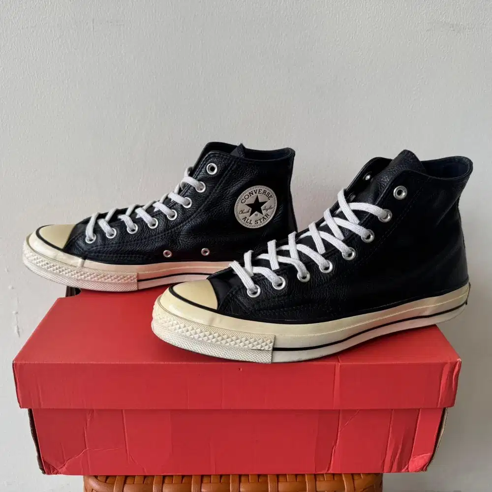 Sepatu Converse Chuck 70 70s hi black egret leather MAP - Size 42