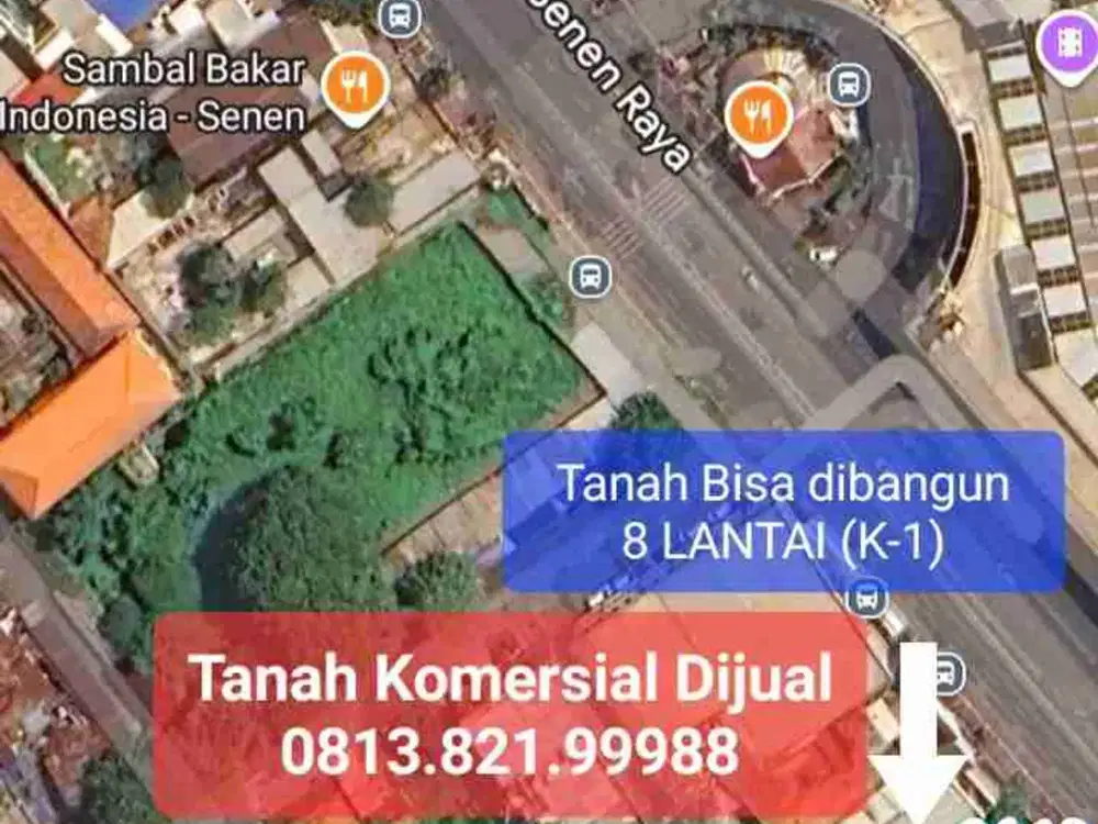 Tanah dijual Senen Raya Tanah Komersial Senen Jakarta Pusat