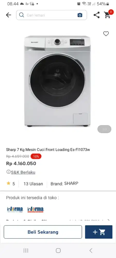 PROMO KREDIT SHARP 7KG MESIN CUCI FRONT LOADING