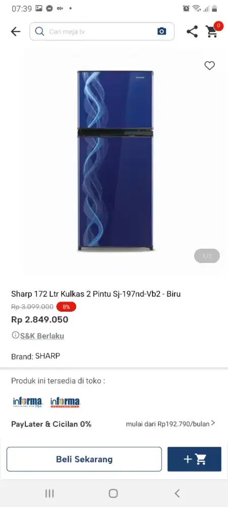 Sharp kulkas 2pintu