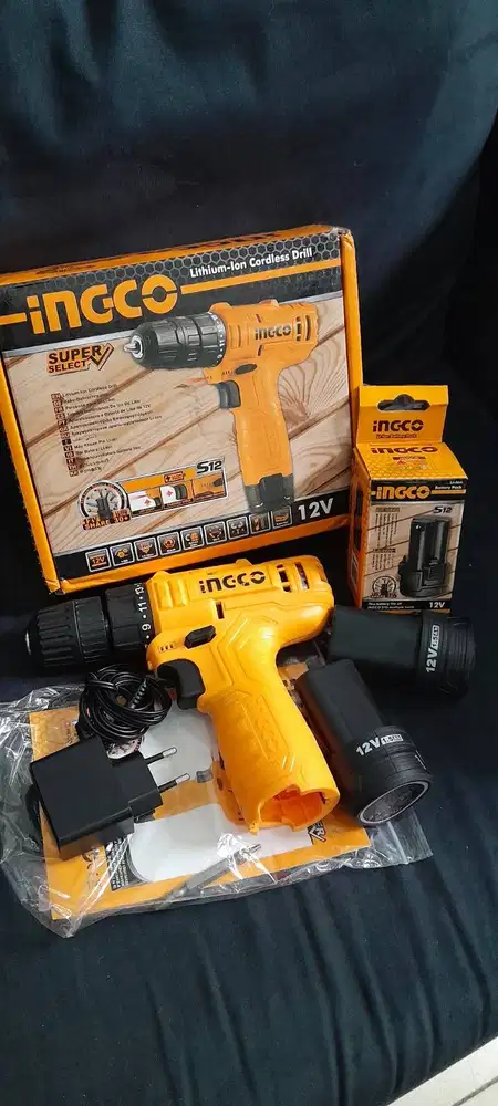 Ingco Super Select Cordless Drill Screwdriver 12V Baterai 2x Charger