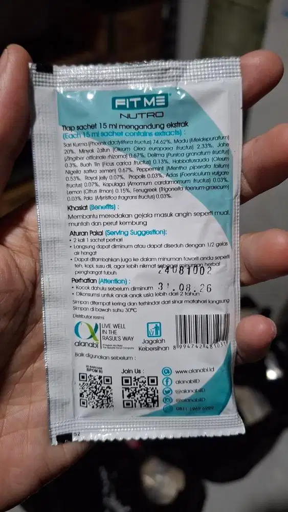 Alanabi Fitme Nutro Mencegah Masuk Angin Herbal Alami