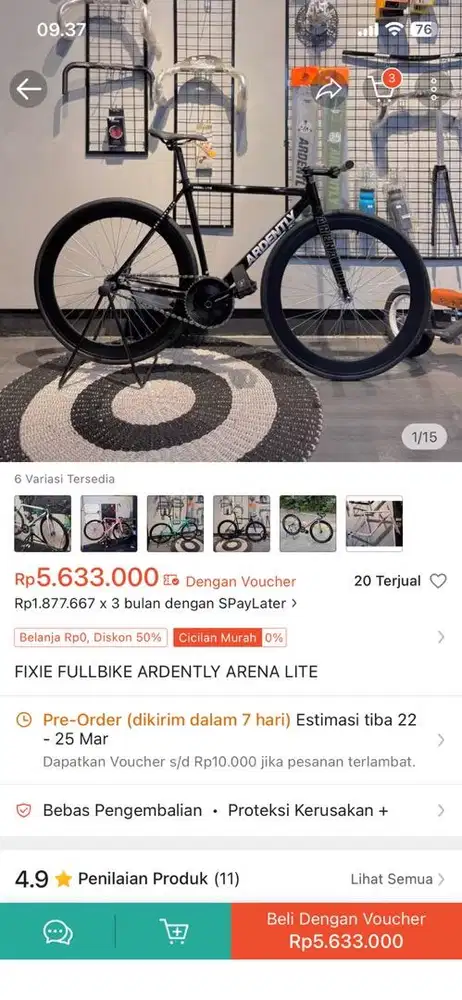 Sepeda fixie ardently frame full alloy