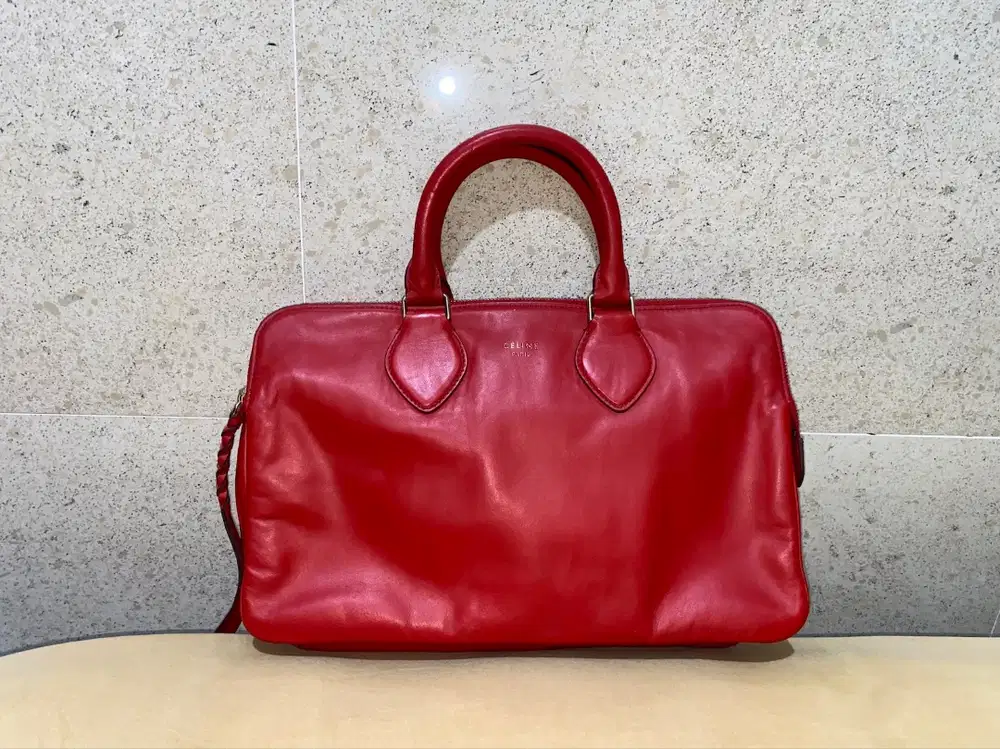 tas wanita cewe brand CELINE original full kulit leather red LIKE NEW