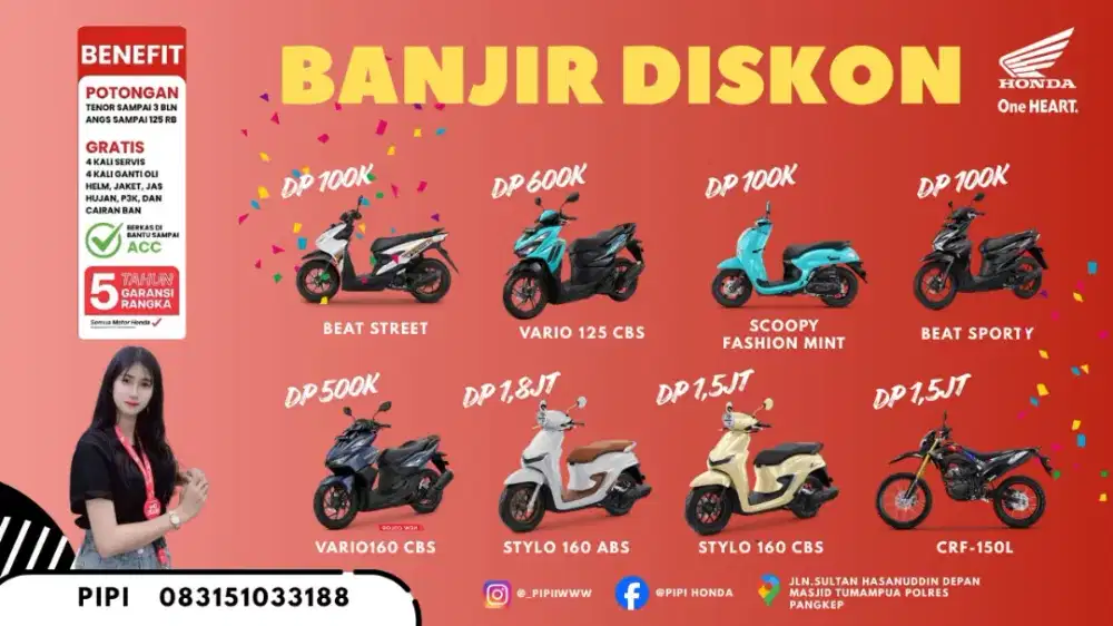 Promo Honda Kredit DP 100rb Pembelian Cash Terdapat Diskon