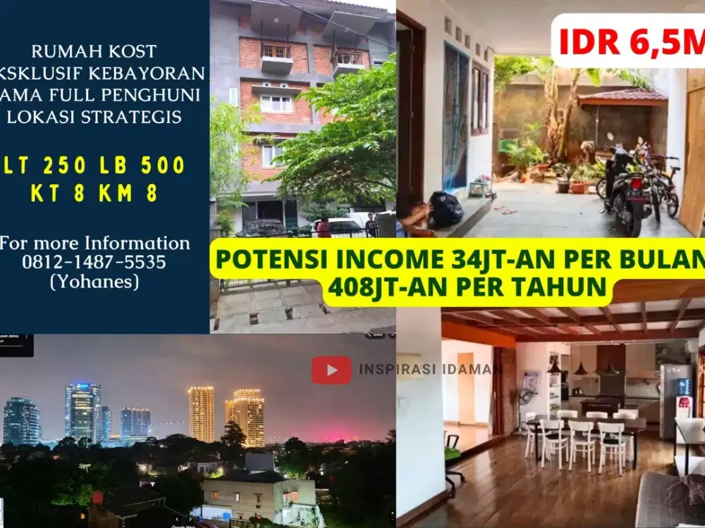 Rumah Kost Eksklusif Kebayoran Lama Full Penghuni Lokasi Strategis