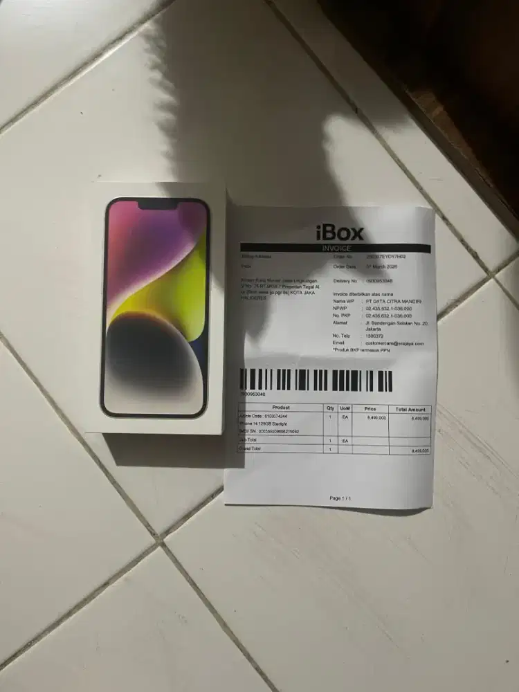 IPHONE 14 SEGEL STARLIGHT FULL INVOICE