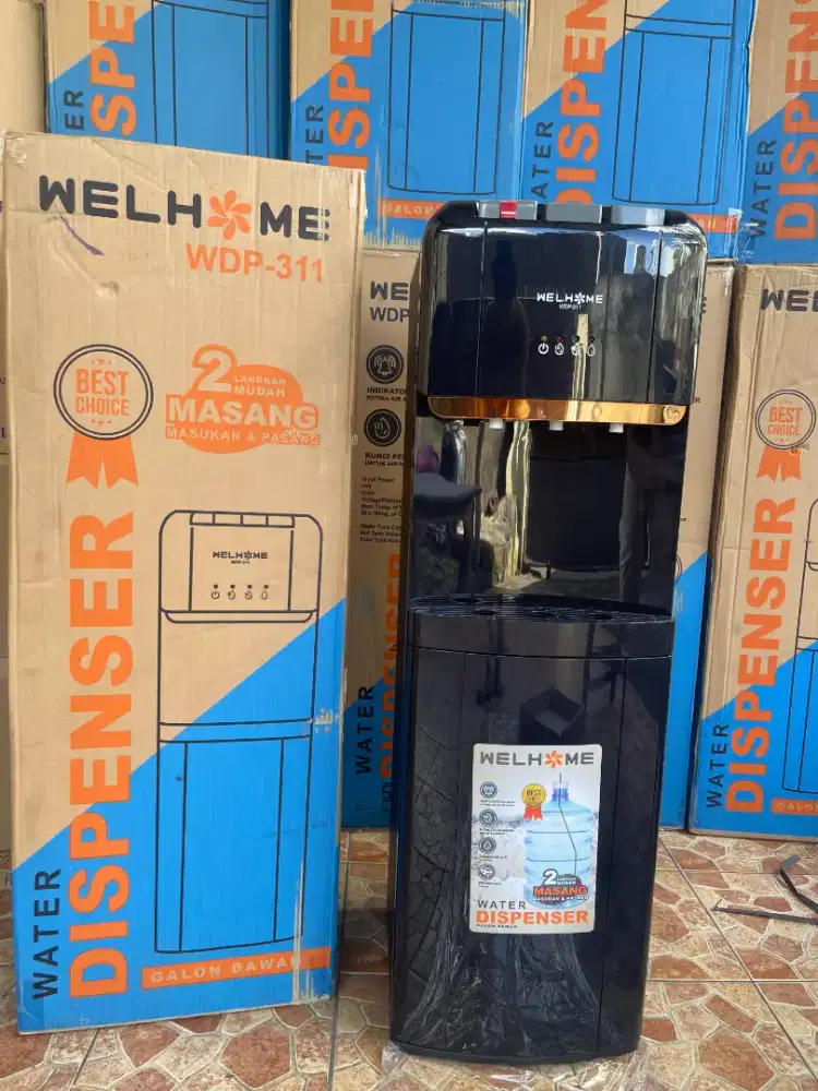 Merk WELHOME water dispenser galon bawah dengan 3 kran