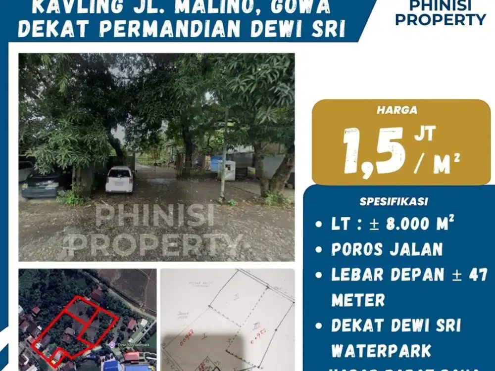 Tanah Kavling Luas di Poros Jalan Malino Samping Dewi Sri WaterPark