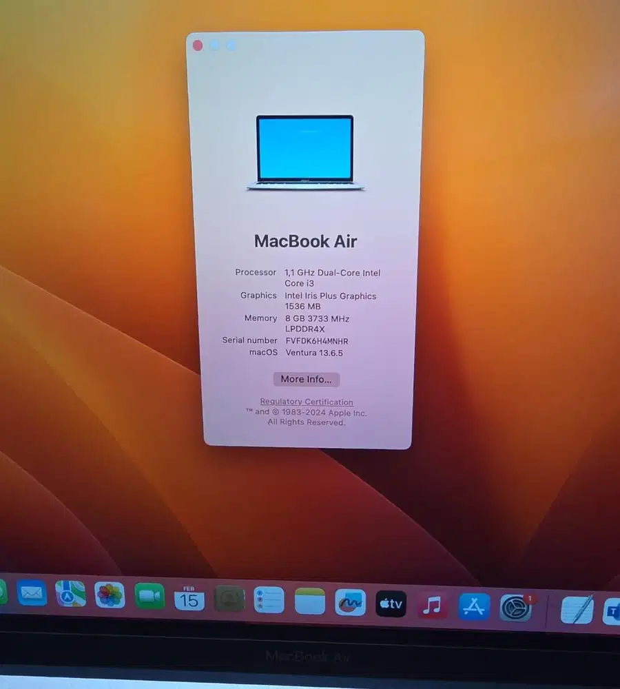 Macbook Air 2020 13 inch Gold 8GB 256GB Intel Core i3
