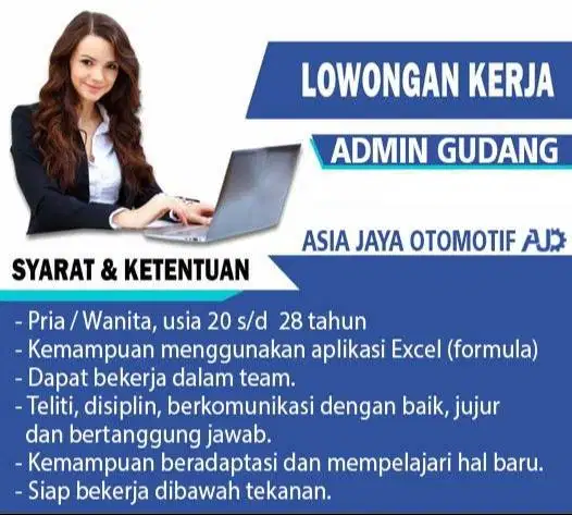 Jakarta Barat / Utara : Admin Gudang