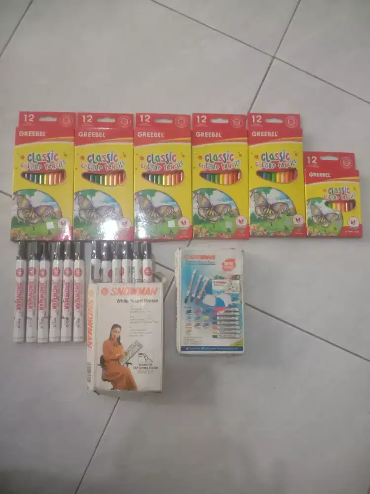 Jual spidol snowman bg-15 ada 2 lusin dn pensil warna grebel