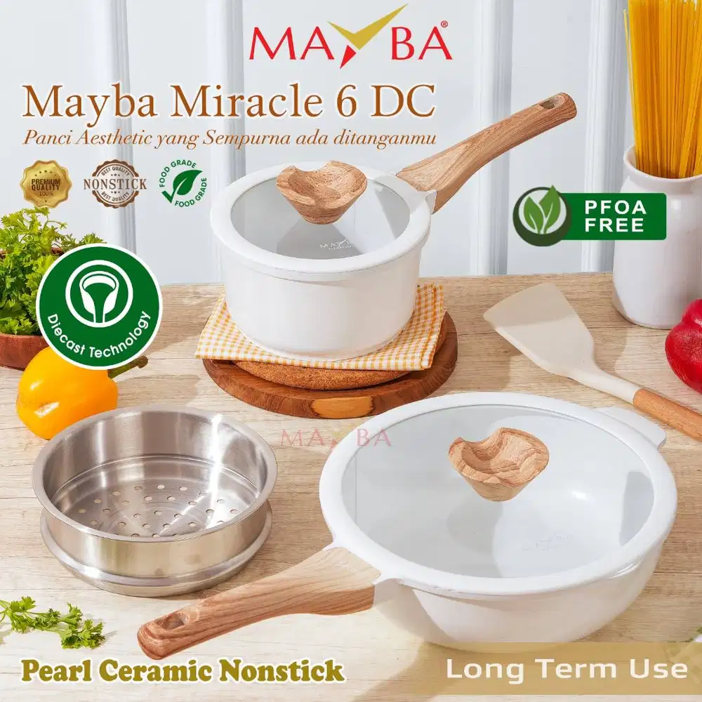 Panci Mayba Miracle 6pcs Wok Pan + Milk Pan Anti Lengket