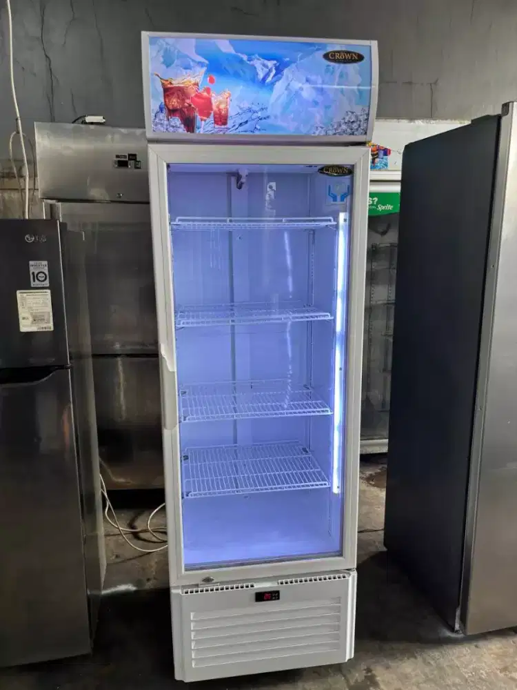 Showcase 1 pintu crwon 360 liter mesin ori