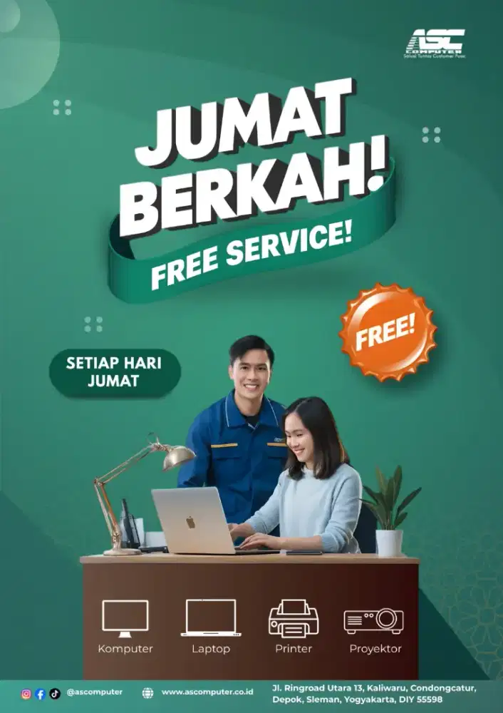 Gratis Service Laptop, Komputer, Printer, Proyektor