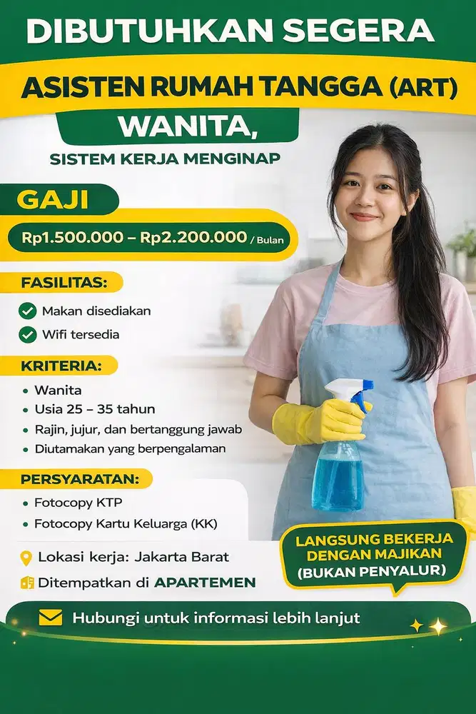 mencari PRT . art di tempatkan jakarta barat