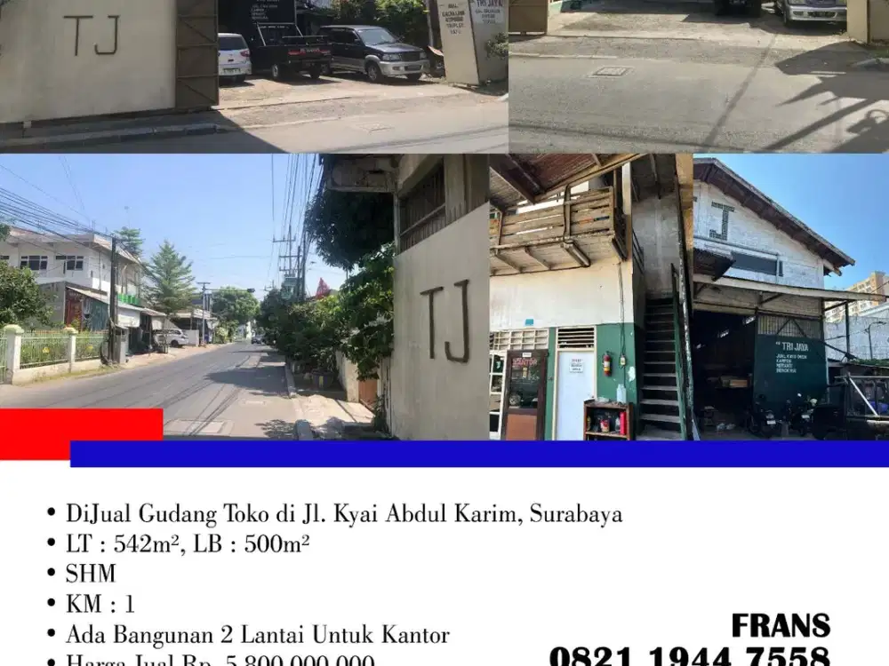 DiJual Gudang Toko di Jl. Kyai Abdul Karim, Surabaya
