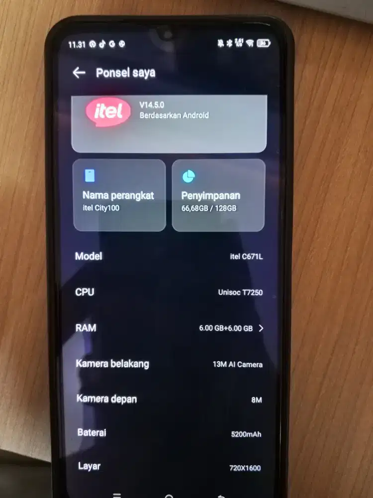 Dijual Itel City 100 ram 6/128