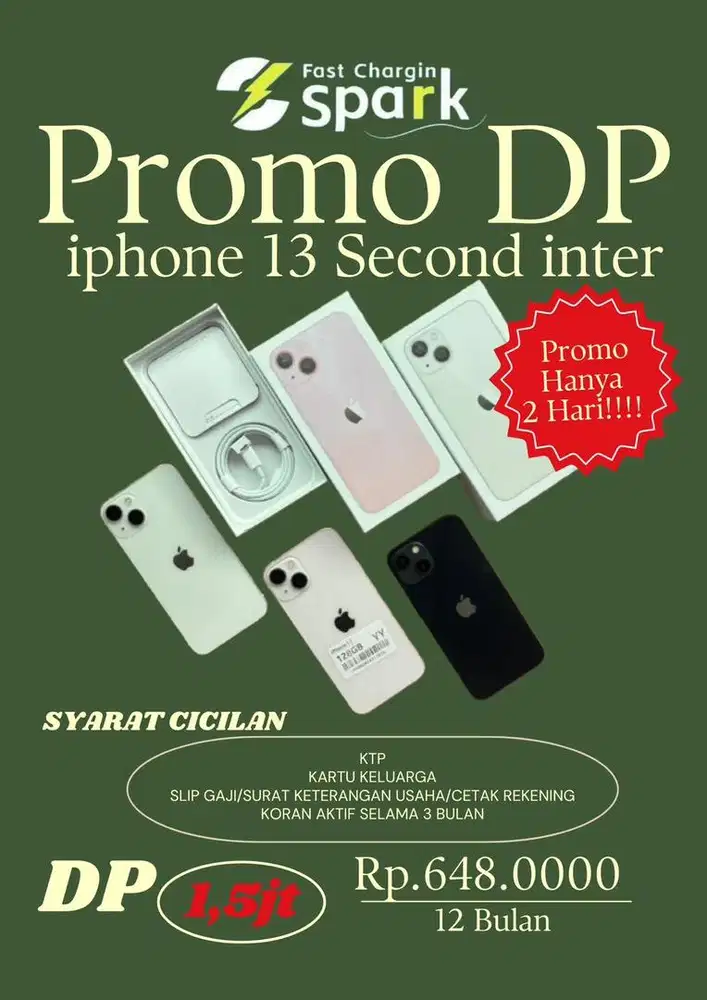 Cicilan iphone 13 128 GB second inter