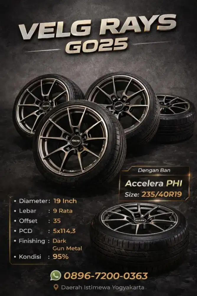 Velg Rays G025 R19 + Ban Accelera Phi 235/40 Istimewa