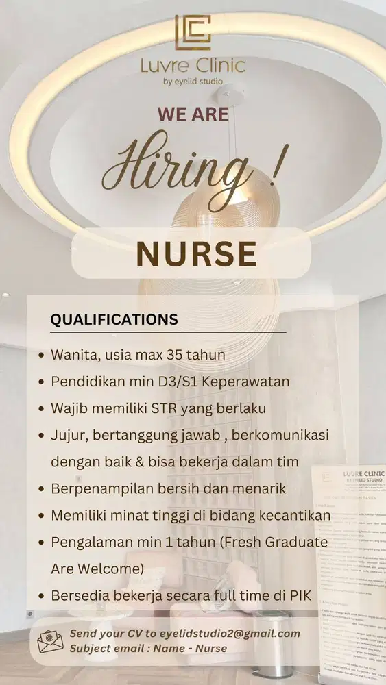 DI BUTUHKAN SEGERA NURSE AREA PIK