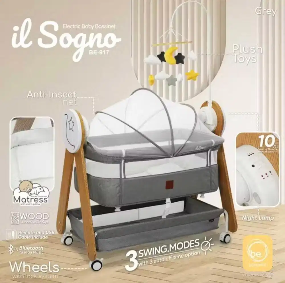 Babyelle IL Sogno 3in1 Delux Wooden Baby Bed BE 917