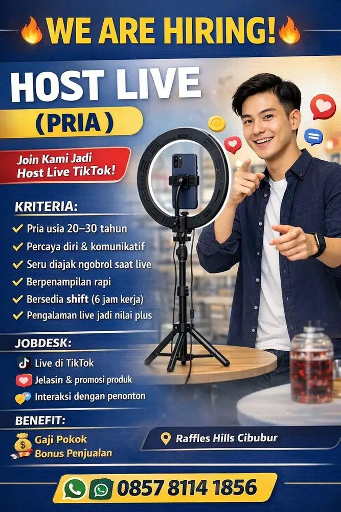 LOWONGAN PEKERJAAN HOST LIVE PRIA