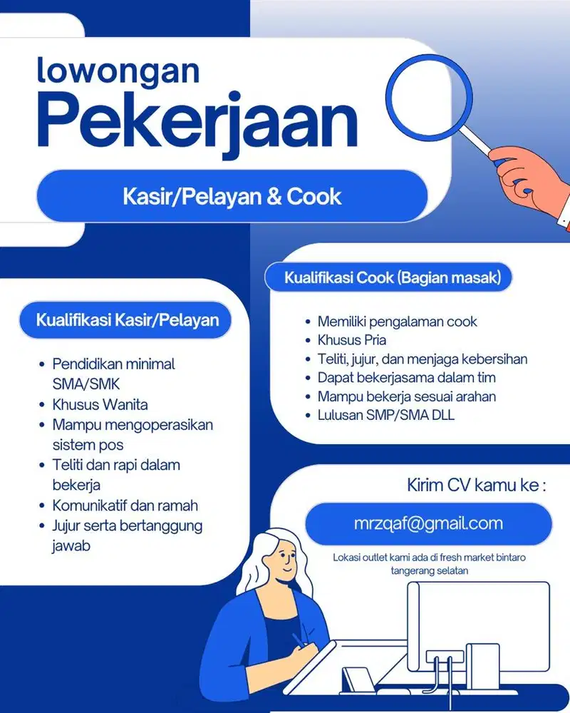 Lowongan kerja kasir & cook