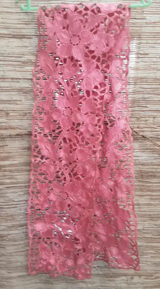 SELENDANG BORDIR MOTIF FLORA PINK ORIGINAL HANDMADE