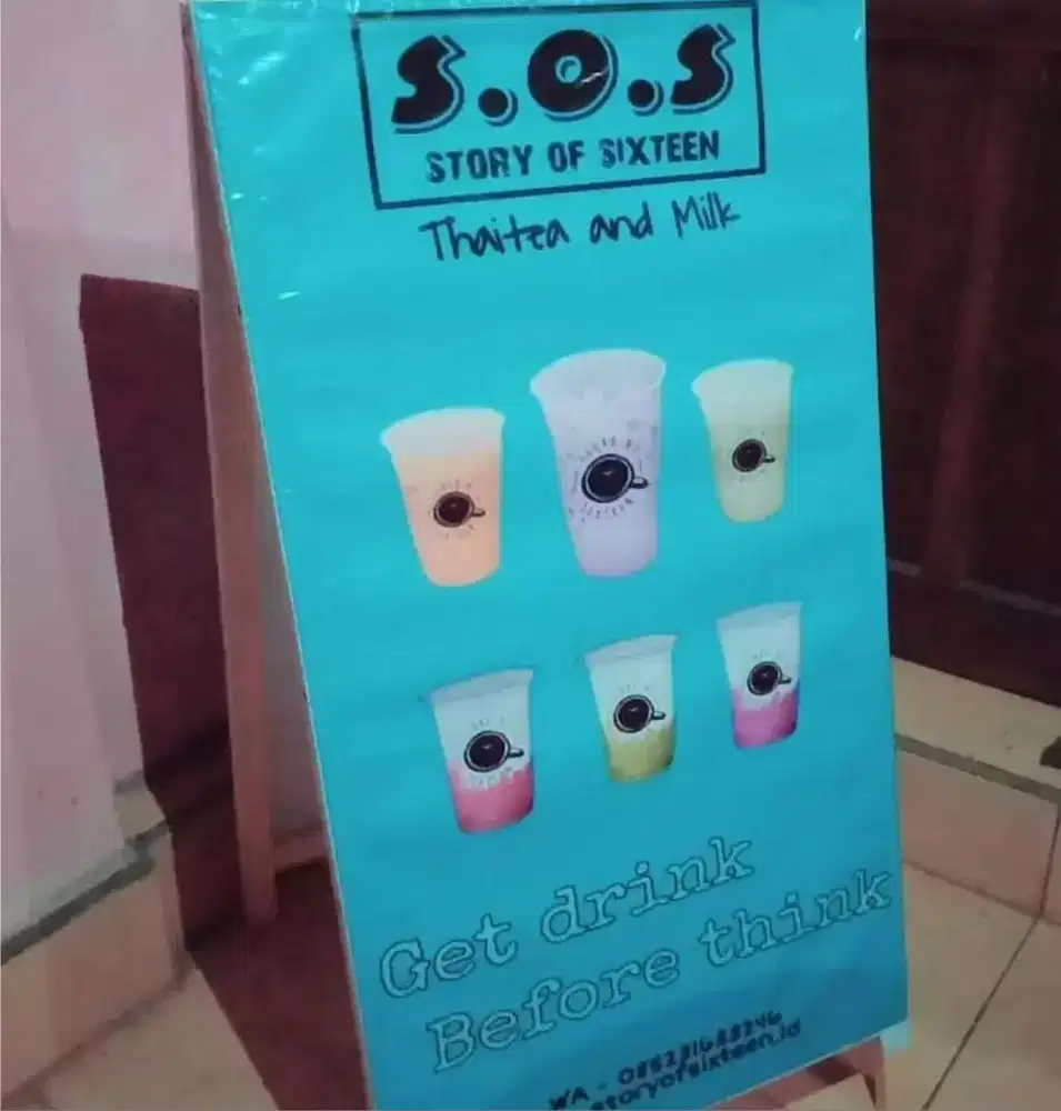 Bikin jagrak kayu jualan minuman juice banner mmt spanduk stiker label