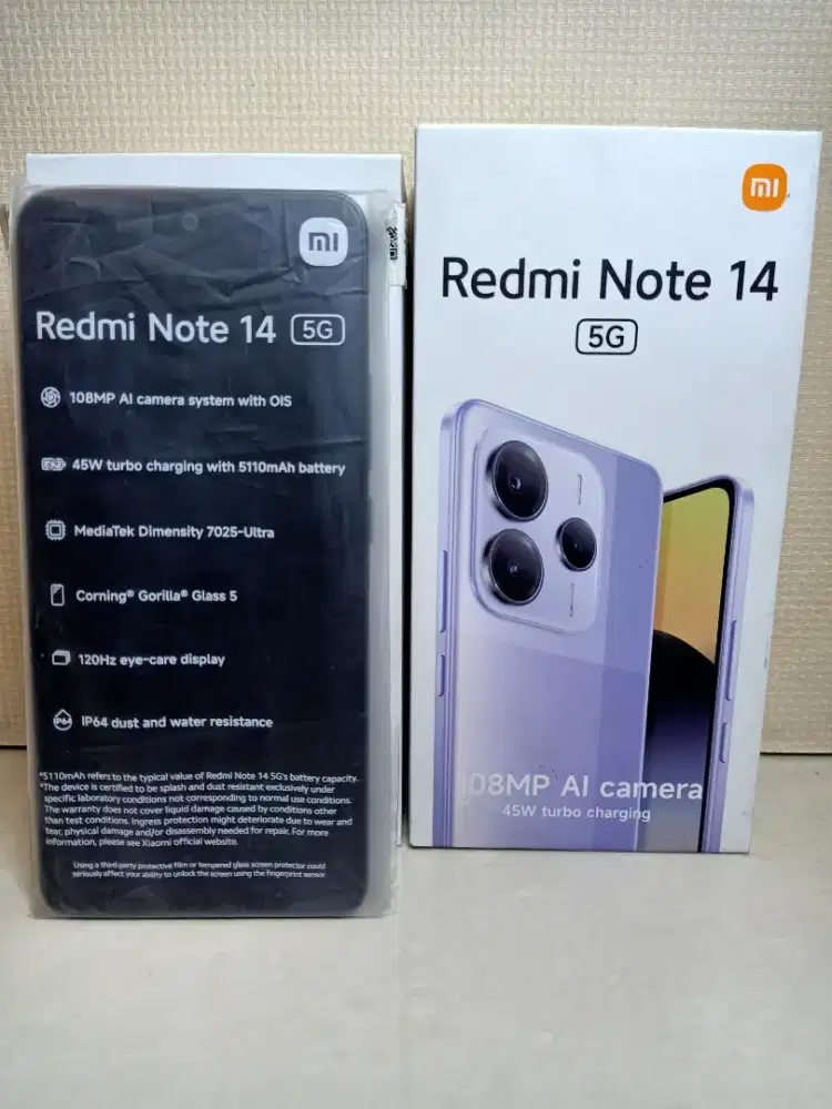 Xiaomi redmi note 14 5G ram 8gb/256gb super mulus 98% seperti baru