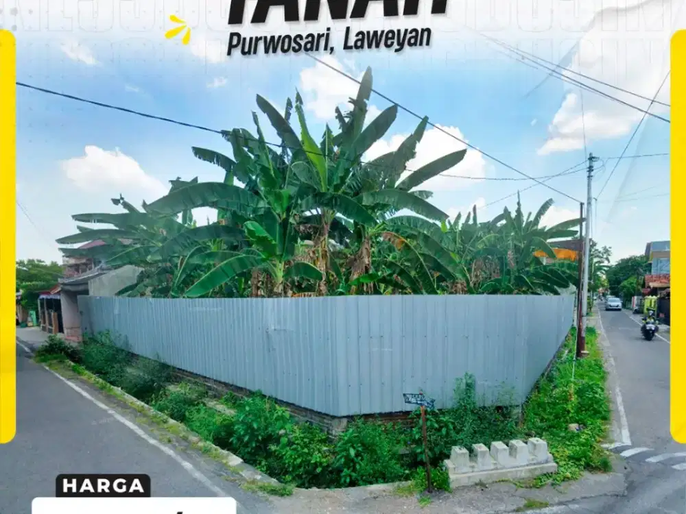 Dijual Tanah Strategis 424meter tengah kota Dekat Stasiun Purwosari Banjarsari Solo