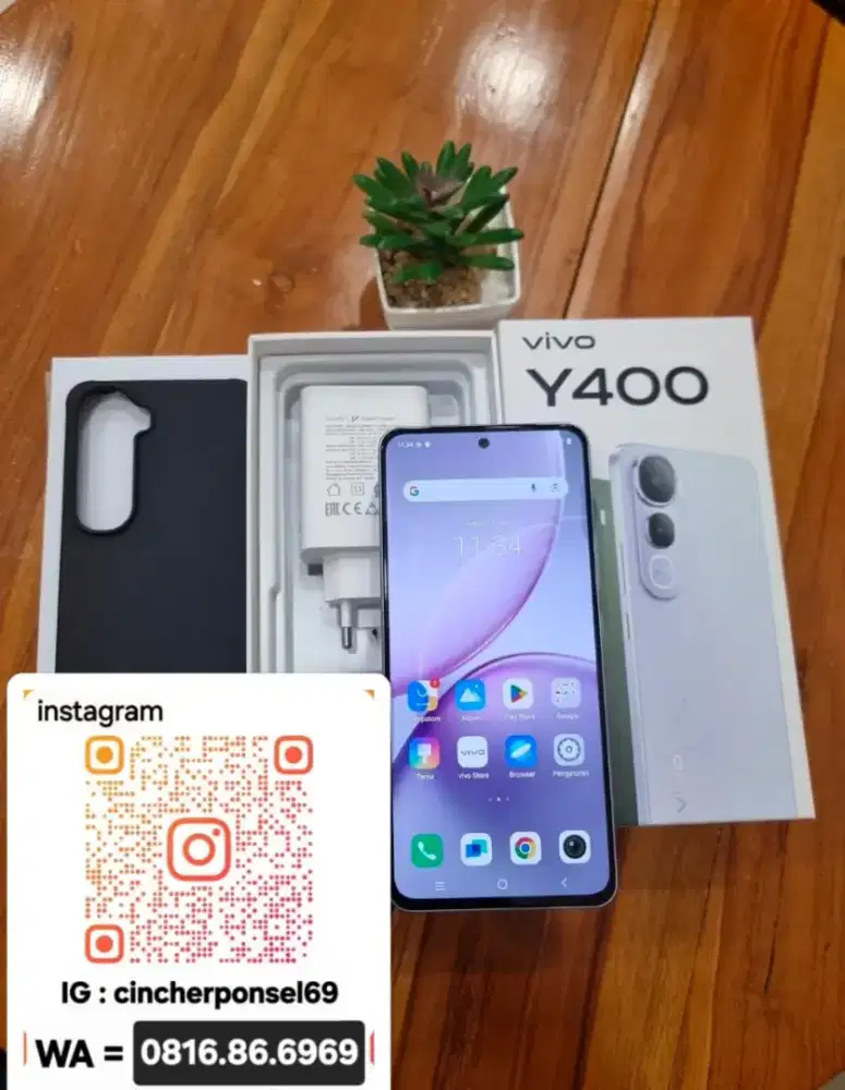 Jual HP siap pakai VIVO Y400 8/256 likeNEW istimewa grns ampe nov 2026