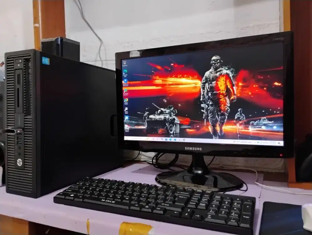 Pc gaming HP slim / intel core i5 + ram 8gb + monitor 20inch siap pake